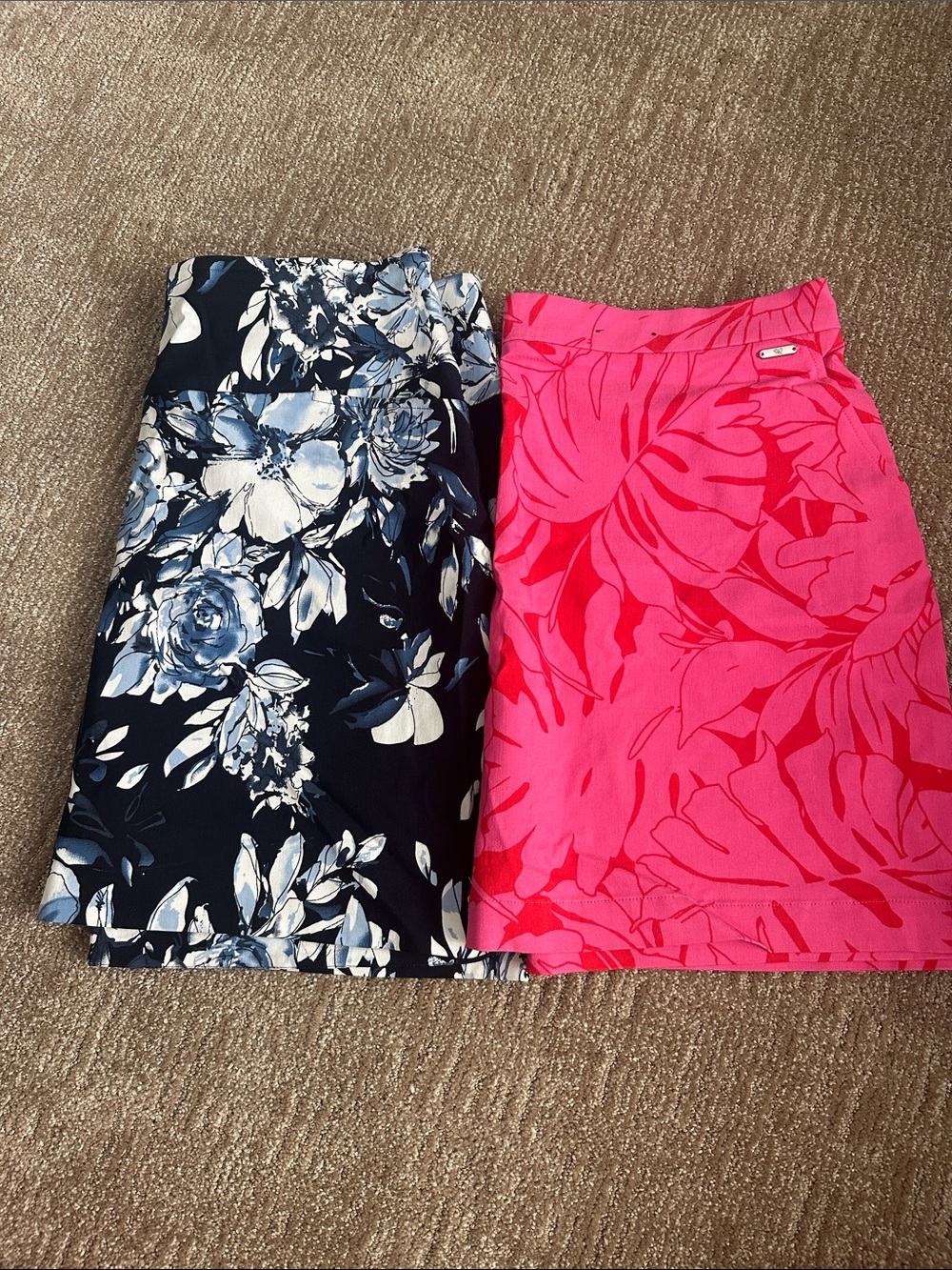 Two Floral Skorts - Navy Blue & Hot Pink